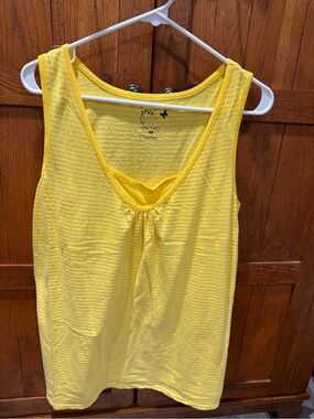 Just My Size Yellow Striped Scoop Neck Tank Top